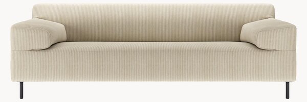 Divano 3 posti in velluto a coste grigio naturale/nero freistil180, larg. 222 cm