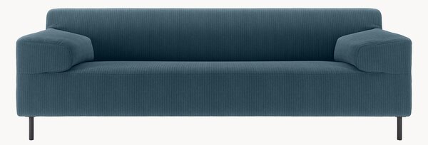 Divano 3 posti in velluto a coste blu navy/nero freistil180, larg. 222 cm