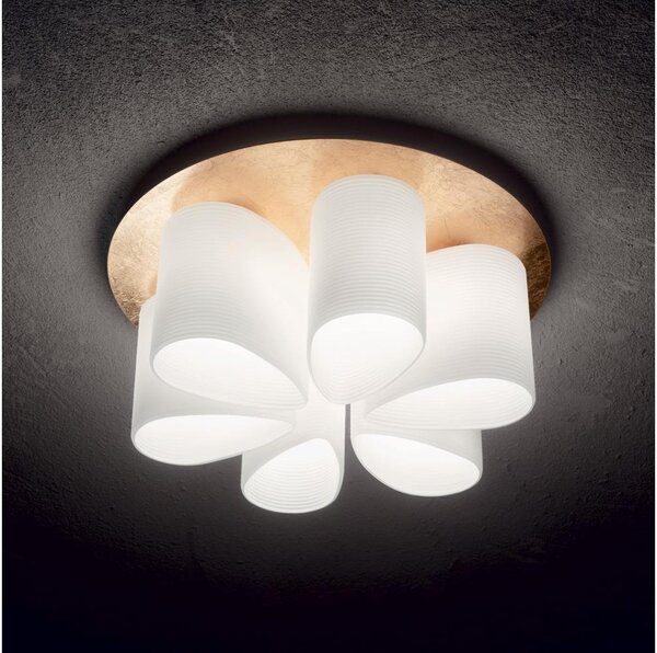 Ideal Lux - Plafoniera DAISY 6xE27/52W/230V diametro 60 cm oro/bianco