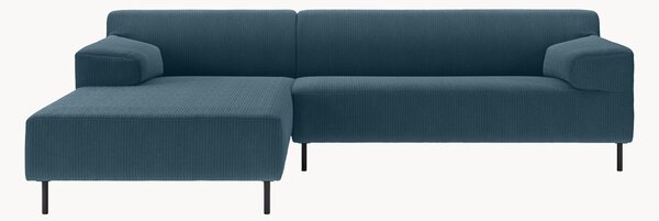 Divano angolare in velluto a coste blu navy/nero freistil180