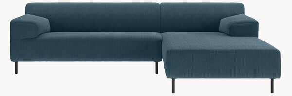 Divano angolare in velluto a coste blu navy/nero freistil180