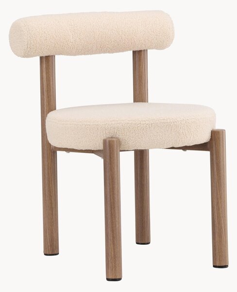 Set di 2 sedie da pranzo in bouclé con piedini effetto legno Tillo