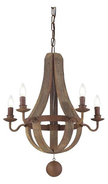 Ideal Lux - Lampadario a sospensione con catena MILLENNIUM 5xE14/40W/230V diametro 52 cm marrone