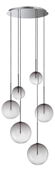 Ideal Lux - Lampadario LED a sospensione con filo EQUINOXE 6xG4/2W/230V diametro 65 cm cromo/fumé