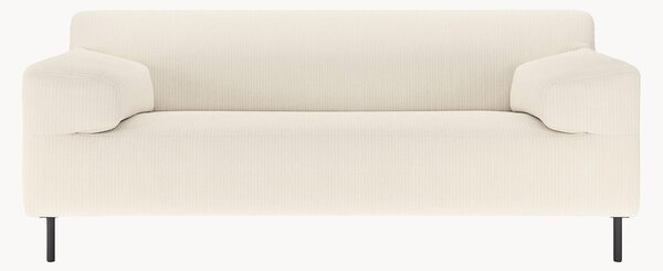 Divano 2 posti in velluto a coste bianco/nero freistil180, larg. 202 cm