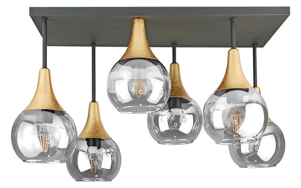 Lampadario a plafone SOMA 6xE27/60W/230V nero/oro/limpido