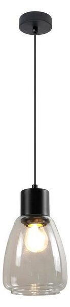 Lampadario a sospensione con filo MOLDO 1xE27/40W/230V nero/limpido