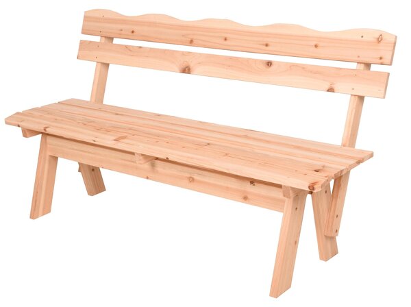 Panchina da giardino in legno massello a 3 posti con schienale - 150 x 62 cm - Panchina in legno resistente alle intemperie con portata di 200 kg