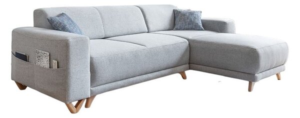 Divano angolare grigio chiaro allungabile e con contenitore Classy Sophie – Miuform