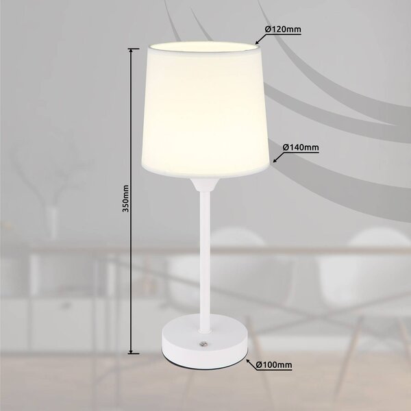 Globo Lampada LED da tavolo Lunki, bianco, altezza 35 cm, tessuto, CCT