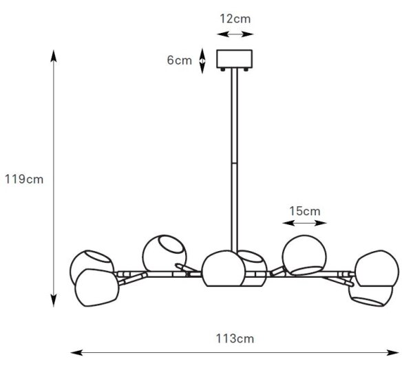 Markslöjd 108852 - Lampadario a sospensione con supporto rigido EDGAR 8xE14/40W/230V nero