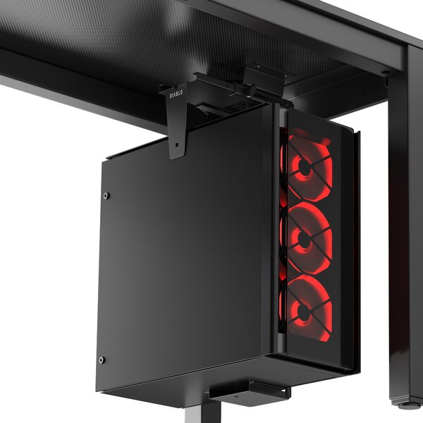 Supporto per PC sotto la scrivania, sospeso, per setup da gaming, nero: Diablo PC Holder