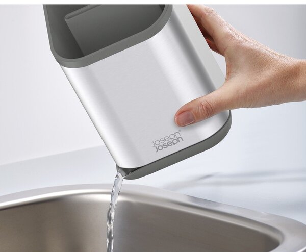 Scolapiatti per posate color argento lucido in acciaio inox 11x11,5 cm Duo Steel – Joseph Joseph