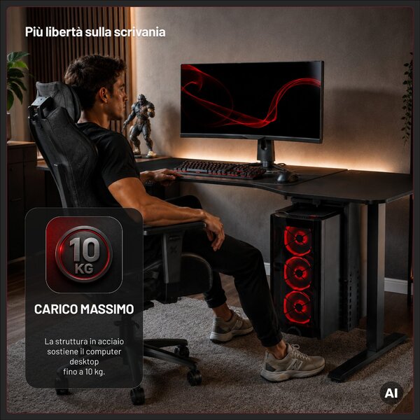 Supporto per PC sotto la scrivania, sospeso, per setup da gaming, nero: Diablo PC Holder