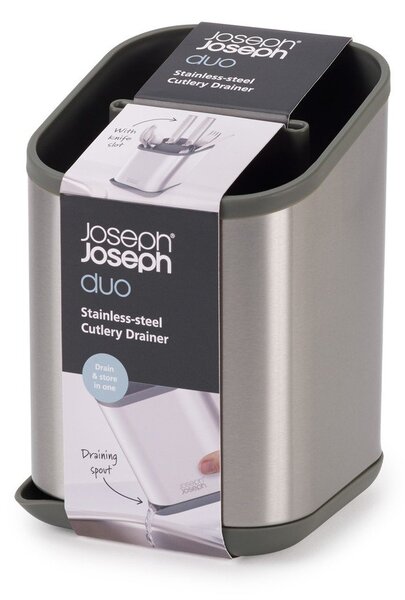 Scolapiatti per posate color argento lucido in acciaio inox 11x11,5 cm Duo Steel – Joseph Joseph