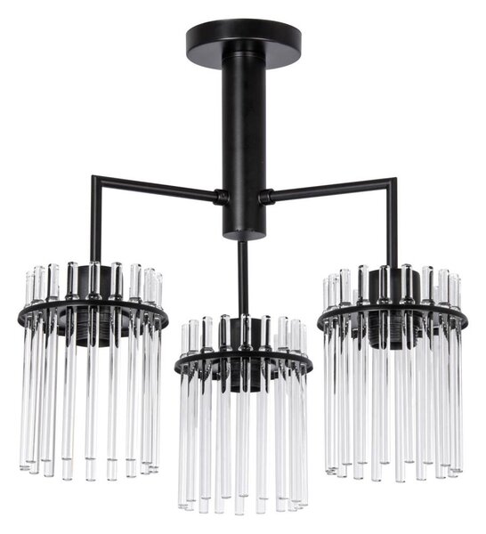 Lampadario a sospensione con supporto rigido 3xE27/60W/230V nero/limpido