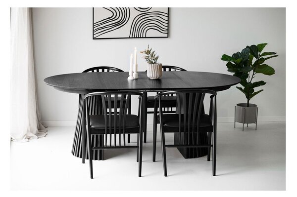 Tavolo da pranzo rotondo con piano effetto rovere allungabile con estensione ø 120 cm Osaka – House Nordic