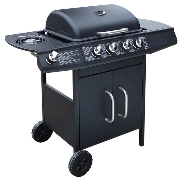 VidaXL Barbecue a gas 4+1 fiamme nero