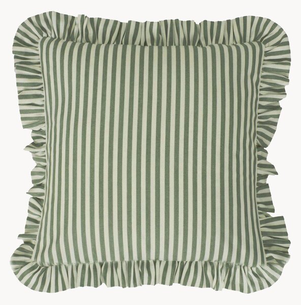 Cuscino in cotone a righe con volant Tuva