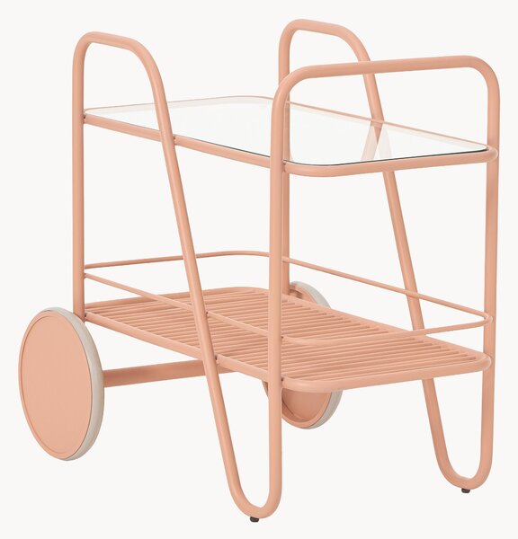Carrello portavivande in metallo con piano in vetro Giovanni