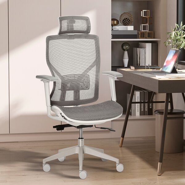 Vinsetto Sedia Ergonomica da Ufficio Girevole con Poggiatesta e Braccioli Regolabili, Inclinazione e Altezza Regolabile, Grigio | Aosom