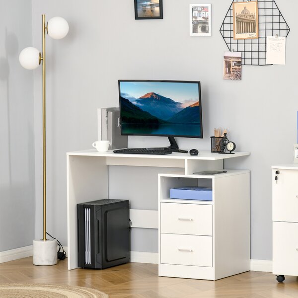 HOMCOM Scrivania PC per Camera o Ufficio, Scrivania per Computer Salvaspazio in Legno, 108x48x76cm, Bianco|Aosom