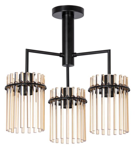 Lampadario a sospensione con supporto rigido 3xE27/60W/230V nero/beige