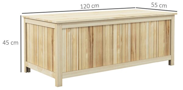 Outsunny Panca Contenitore da Giardino da 172L in Legno di Abete, 120x55x45cm, Colore Legno|Aosom