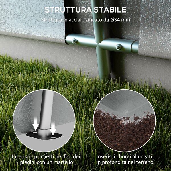 Outsunny Tendone per Auto e Feste con 2 Finestre Laterali, in Acciaio Zincato e PE, 618x265/330x240 cm, Grigio Chiaro|Aosom