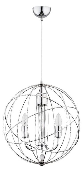Lampadario a sospensione con filo PIKO 3xE14/10W/230V cromo lucido