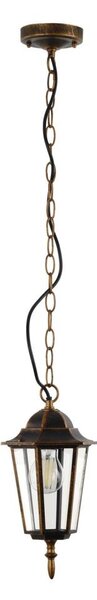 Lampadario da esterno a sospensione con catena ARRAIA 1xE27/15W/230V IP44 patina di bronzo