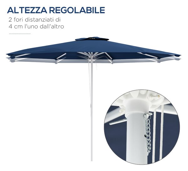 Outsunny Ombrellone da Giardino ad Altezza Regolabile in Metallo e Poliestere, Ø292x242 cm, Blu Scuro|Aosom