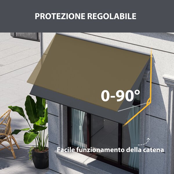 Outsunny Tenda da Sole a Bracci con Apertura Manuale, Inclinazione e Protezione UV30+, 150x120 cm, Grigio|Aosom