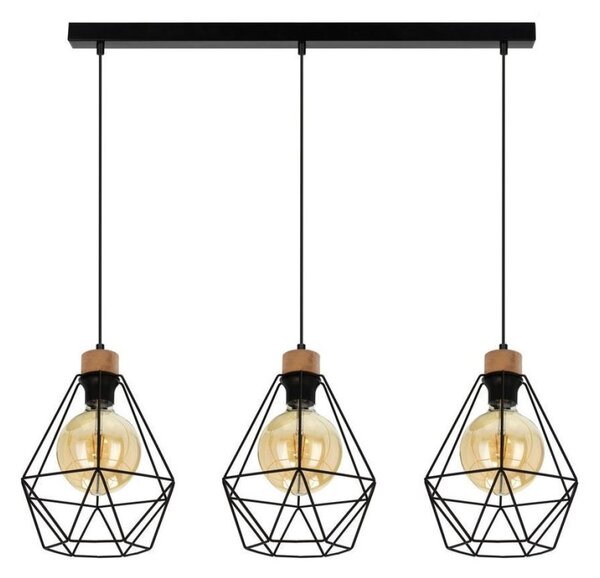 Spot-Light 21822304-Lampadario a sospensione con filo DIAMENT 3xE27/60W/230V quercia