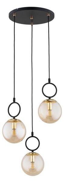 Lampadario a sospensione con filo LISTER 3xE14/10W/230V nero/fumé beige