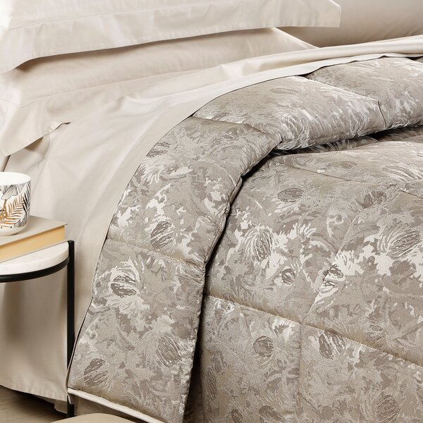 Trapunta MATRIMONIALE Affresco TORTORA Raso Jacquard Caleffi