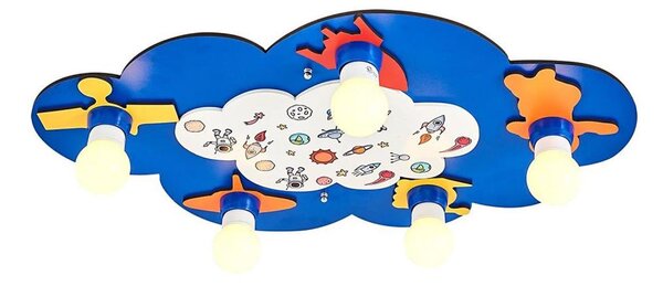 Plafoniera da soffitto per bambini LUCCA 5xE27/24W/230V blu