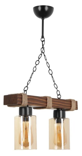 Lampadario a sospensione con catena JASMIN 2xE27/40W/230V marrone/beige