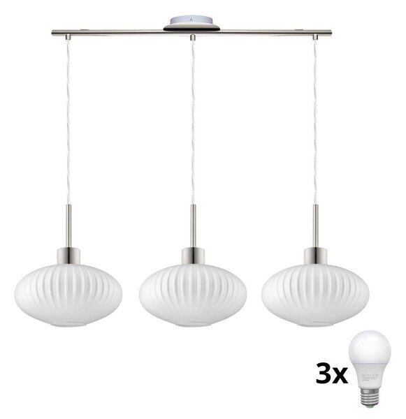 Lampadario LED su cavi HARMA 3xE27/60W/230V cromo opaco/bianco