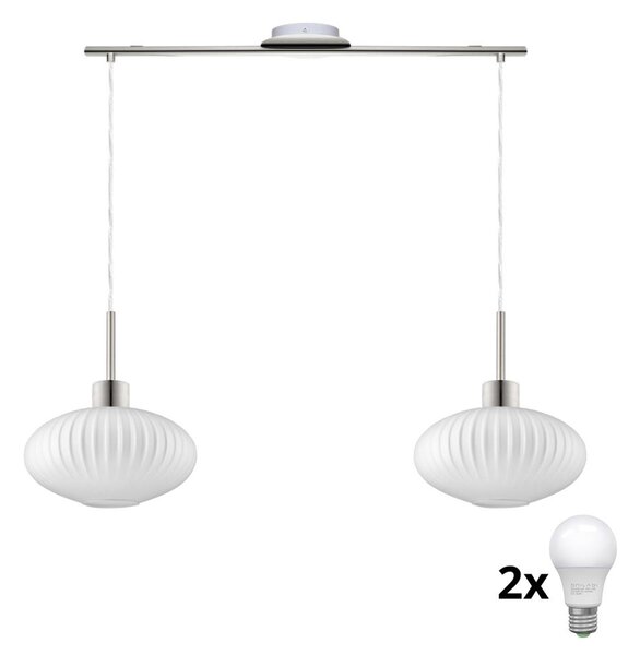 Lampadario LED a cavo HARMA 2xE27/60W/230V cromo opaco/bianco