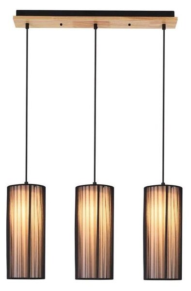 Lampadario a cavo KIOTO 3xE27/40W/230V nero/faggio