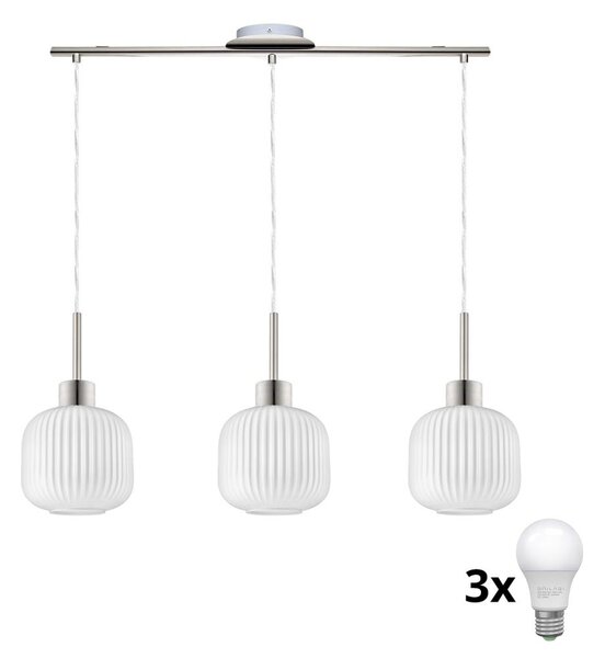 Lampadario LED su cavo HARMA 3xE27/60W/230V cromo satinato/bianco