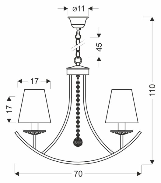 Lampadario a catena VITORIA 4xE14/40W/230V giallo/ottone