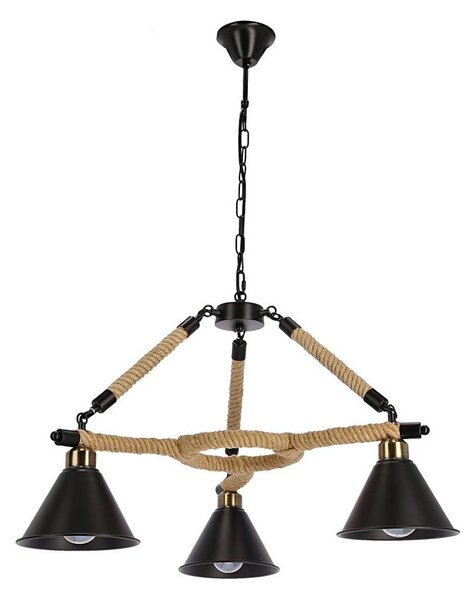 Lampadario a catena NEGRU 3xE27/40W/230V nero/marrone