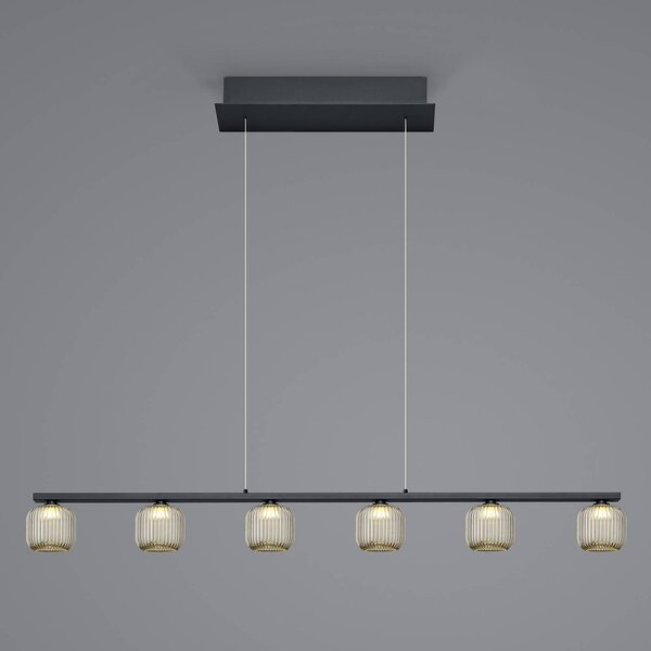 HELL Lampada a sospensione Loft LED con vetro fumé, 6 luci