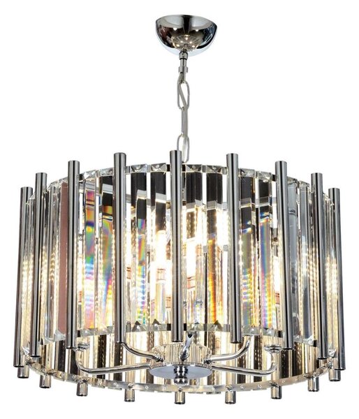Lampadario a catena CRYSTALLINE 6xE14/40W/230V cromo lucido