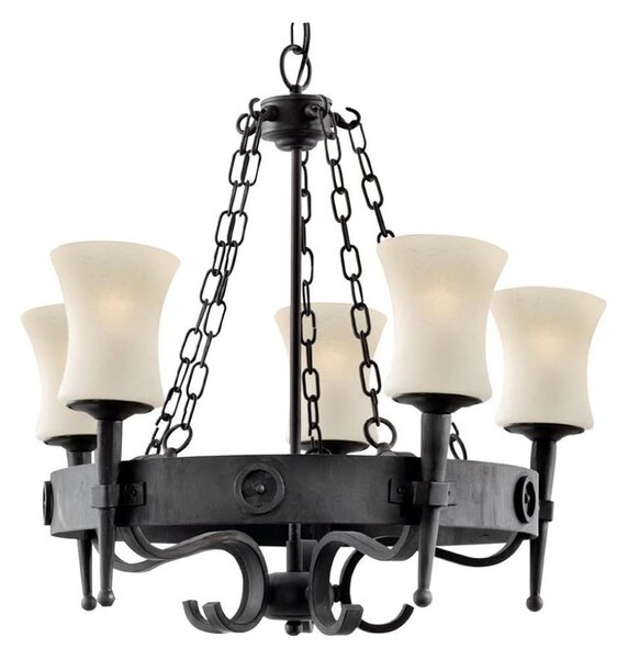 Searchlight 0815-5BK - Lampadario a catena CARTWHEEL 5xE27/60W/230V, nero