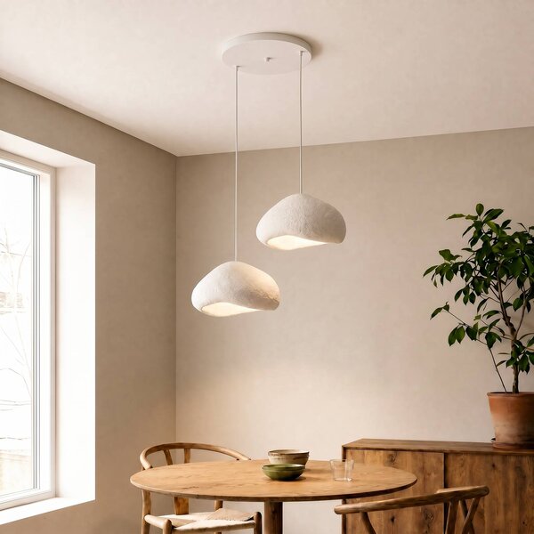 Lampada a sospensione Lora Opviq, dimmerabile, Bianco / Opale, Soggiorno / Sala da pranzo, Plastica, Moderno, Lampada a sospensione