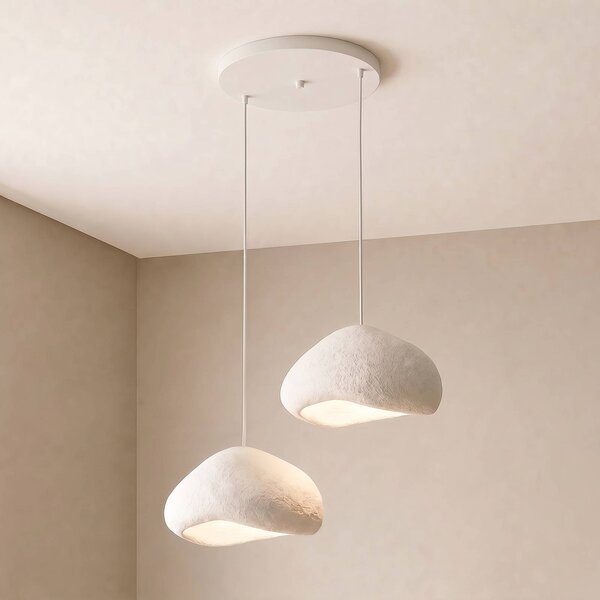 Lampada a sospensione Lora Opviq, dimmerabile, Bianco / Opale, Soggiorno / Sala da pranzo, Plastica, Moderno, Lampada a sospensione