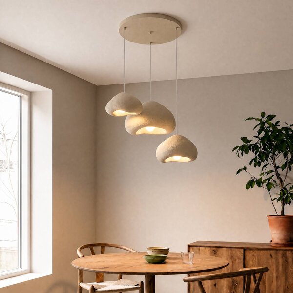 Lampada a sospensione Lora Opviq, dimmerabile, Crema / Ambra, Soggiorno / Sala da pranzo, Plastica, Moderno, Lampada a sospensione